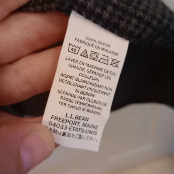 L.L. Bean Mens Plaid Flannel Shirt Gray Black Large Traditional Fit 299131 - Picture 4 of 5
